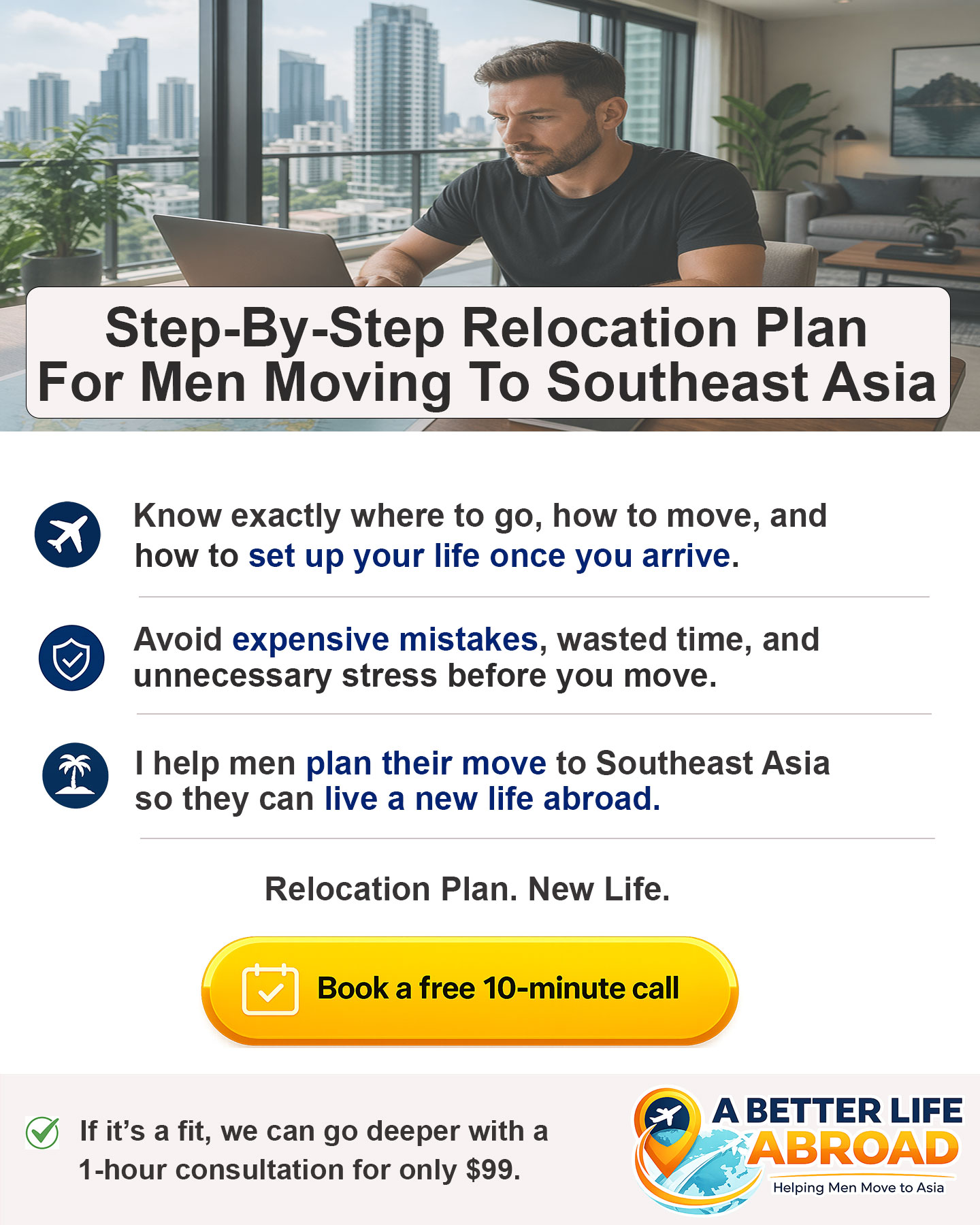 Step-by-step relocation plan for men moving to Southeast Asia